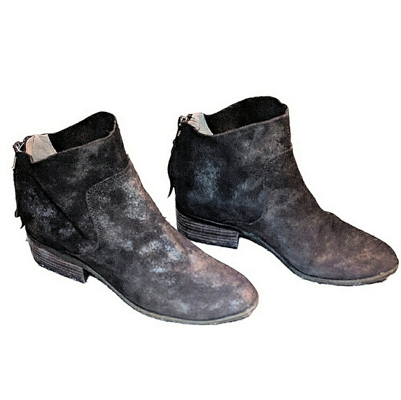 Lucky Brand Shoes - Lucky Brand Leather Suede Brown Round Toe Heeled Ankle Booties Size 6